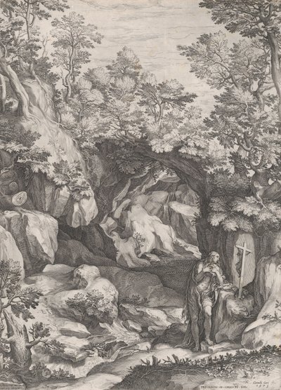 Maria Magdalena reuig in der Wildnis, 1573 von Cornelis Cort
