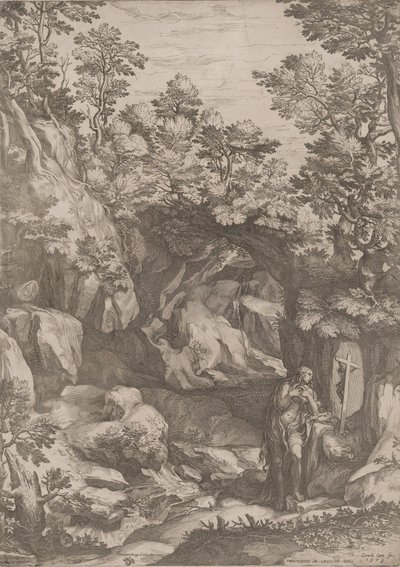 Die reuige Maria Magdalena in der Wildnis von Cornelis Cort