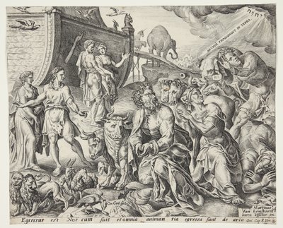 Noah dankt Gott für die Rettung der Arche von Cornelis Cort