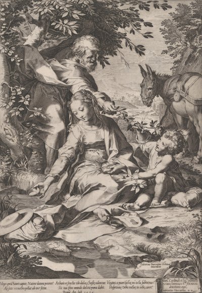 Die Rast auf der Rückkehr aus Ägypten von Cornelis Cort
