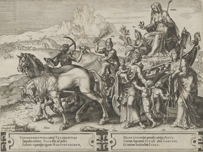 Der Triumph der Demut, aus Der Zyklus der Wechselfälle menschlicher Angelegenheiten, Tafel 7, 1564 von Cornelis Cort