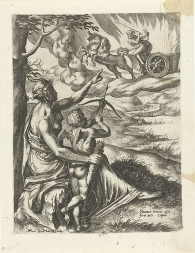 Venus befiehlt Amor, Plutos Herz mit einem Pfeil zu durchbohren (Die Geschichte von Pluto und Proserpina) von Cornelis Cort