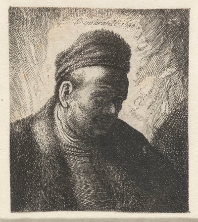Bartloser Mann in einem Pelzmantel und einer Mütze: Büste von Cornelis Danckerts (I) (workshop of)