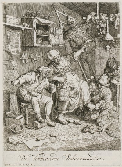 Berühmter Schumacher, Blatt 3 einer Folge von drei Genredarstellungen von Cornelis Dusart