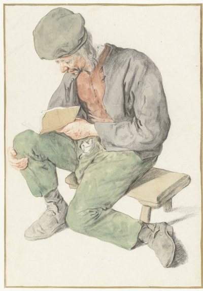 Sitzender Mann, der liest, nach links gewandt von Cornelis Dusart