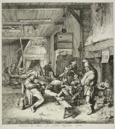 Geigenspieler in einer Taverne von Cornelis Dusart