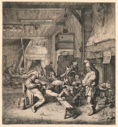 Geiger im Gasthaus sitzend von Cornelis Dusart