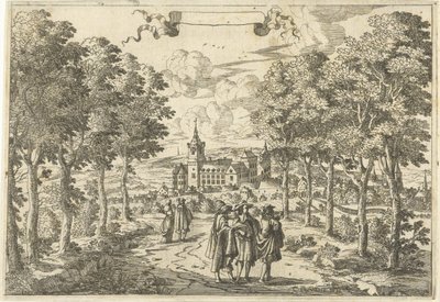 Wanderer und ein Schloss von Cornelis Elandts