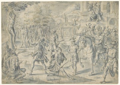 Schießen auf Vaters Leiche von Cornelis Floris (II) (circle of)