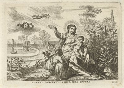 Maria mit Kind und Johannes dem Täufer im Hortus Conclusus von Cornelis Galle (II)