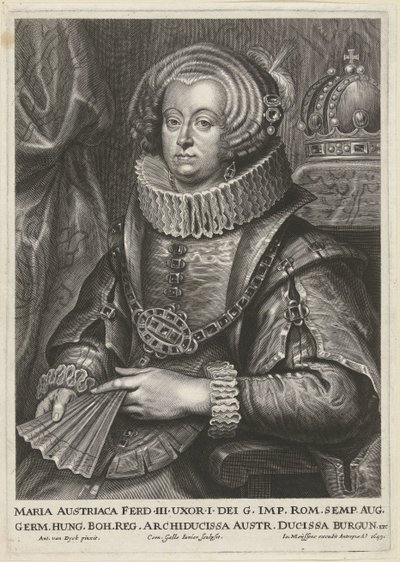 Porträt von Maria Anna von Österreich, Frau von Kaiser Ferdinand III von Cornelis Galle (II)