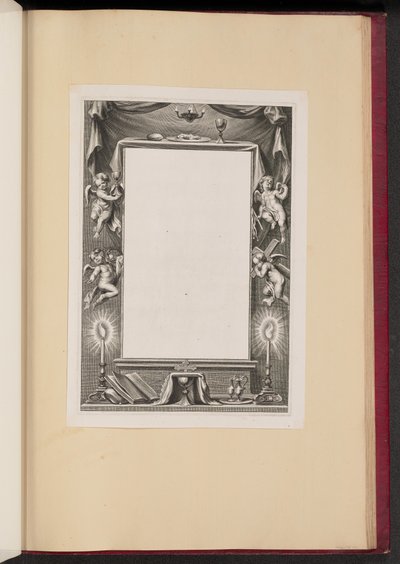 Randillustration mit Putti, die die Attribute der Passion halten von Cornelis Galle I