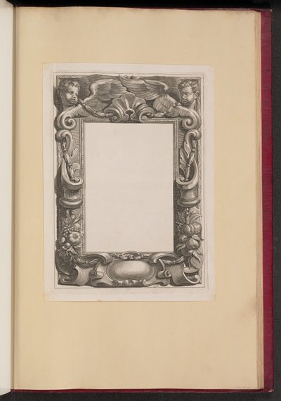 Randillustration mit zwei Putti und Früchten von Cornelis Galle I