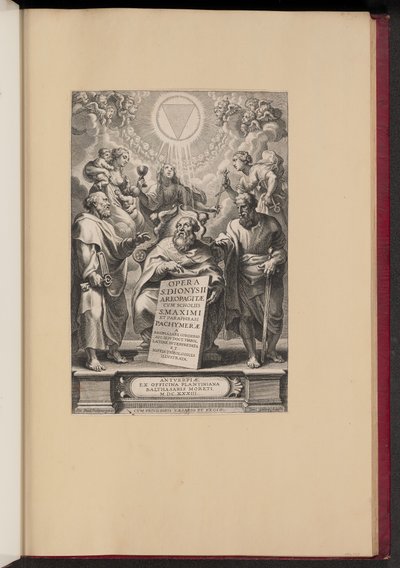 Titelseite für Balthasar Cordiers "Opera S. Dionysii Areopagitae, I" von Cornelis Galle I after Sir Peter Paul Rubens