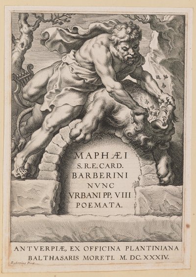 Titelseite für Maffeo Barbarini, Poemata von Cornelis Galle I after Sir Peter Paul Rubens