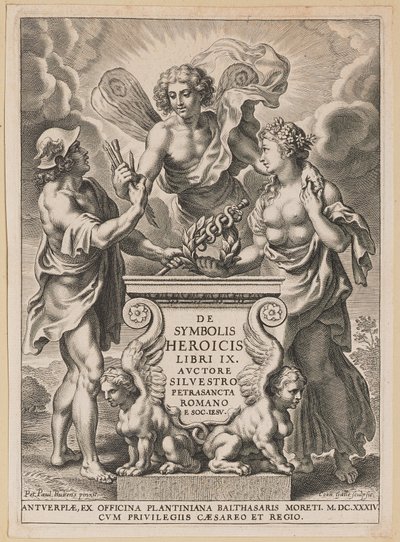 Titelseite für Silvester Pietrasanta, De Symbolis Heroicis von Cornelis Galle I after Sir Peter Paul Rubens