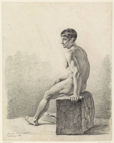 Männlicher sitzender Akt von Cornelis Kruseman