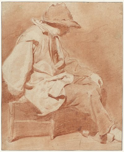 Sitzender Mann mit Mütze, seine linke Hand auf seinem Knie, nach rechts von Cornelis Pietersz. Bega