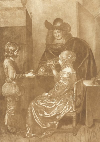 Herr und Dame mit Page von Cornelis Ploos van Amstel (signed by artist)