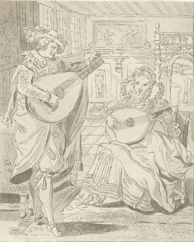 Lautenspielender Herr und Dame von Cornelis Ploos van Amstel