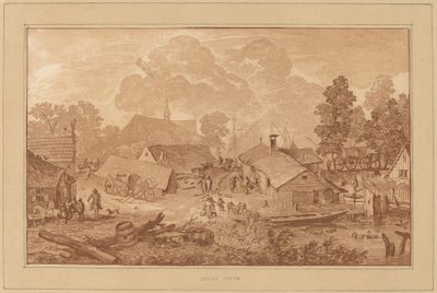 Dorf mit Teich von Cornelis Ploos van Amstel