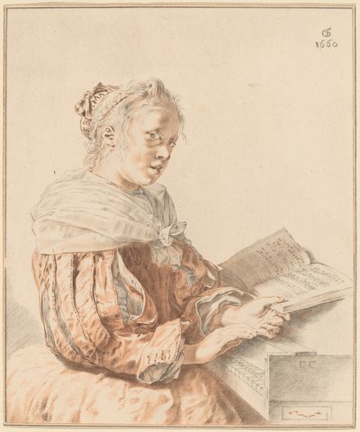 Junges Mädchen am Klavier von Cornelis Ploos van Amstel