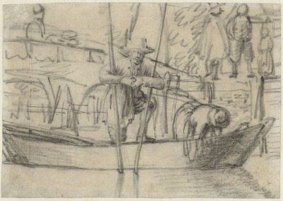 Mann und Frau in einem Boot am Ufer von Cornelis Saftleven (attributed to)