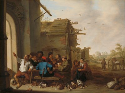 Figuren vor einem Dorfgasthaus von Cornelis Saftleven