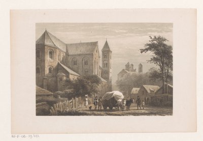 Rinder mit Wagen vor elftem Jahrhundert Kirche von Cornelis Springer