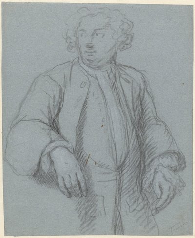 Porträt eines unbekannten Mannes mit langem Mantel, Dreiviertelansicht nach links von Cornelis Troost (attributed to)
