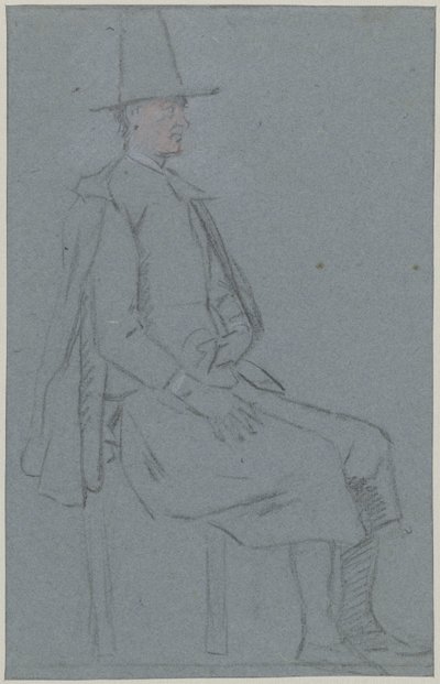 Sitzender Quäker, Profil nach rechts, mit einer Hand auf dem Oberschenkel von Cornelis Troost