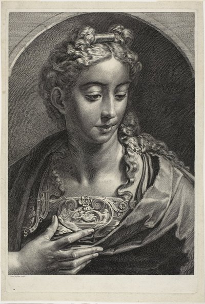 Athena, aus Cabinet Reynst; Variarum imaginum a celeberrimis artificibus pictarum Caelaturae von Cornelis Visscher