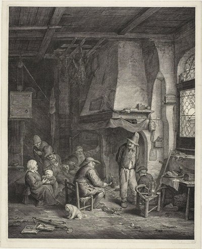 Innenansicht in einem Gasthaus, genannt "Die Schlittschuhläufer" (De Schaatsenrijder) von Cornelis Visscher