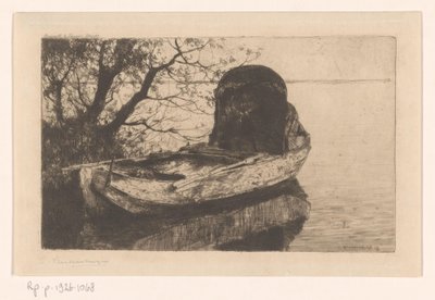 Angelegtes Ruderboot mit Überdachung von Cornelis Vreedenburgh (signed by artist)