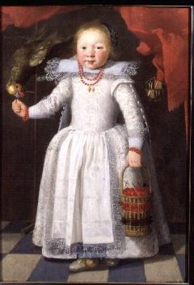 Kleines Mädchen mit einem Papagei von Cornelis de Vos