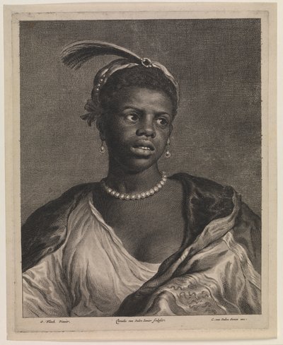 Porträt einer afrikanischen Frau mit Perlenkette von Cornelis van Dalen