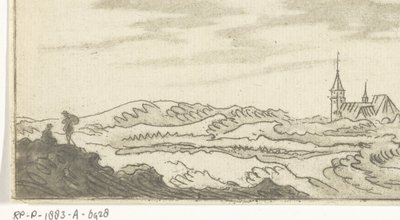 Dünenlandschaft mit einer Kirche von Cornelis van Noorde