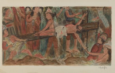 Stationen des Kreuzwegs Nr. 11. Jesus wird ans Kreuz genagelt von Cornelius Christoffels