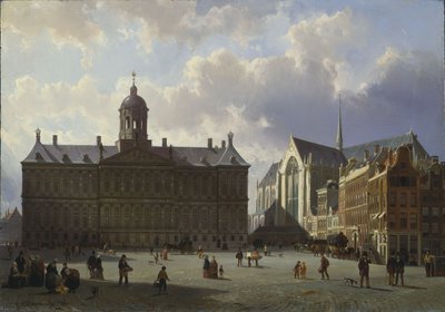 Dam-Platz mit dem Königspalast, Amsterdam, 1855 von Cornelis Springer