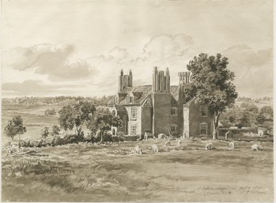 Oaken - Bauernhaus: Sepia-Waschzeichnung, 5. Aug 1820 von Cornelius Varley