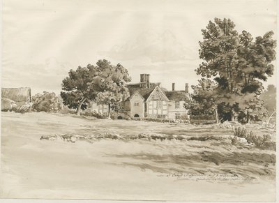Oaken - Bauernhaus: Sepia-Waschzeichnung, 5. August 1820 von Cornelius Varley