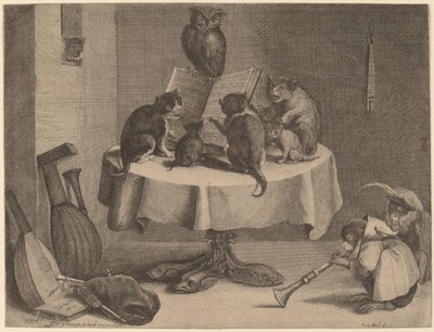 Das Konzert der Katzen von Coryn Boel after David Teniers the Younger