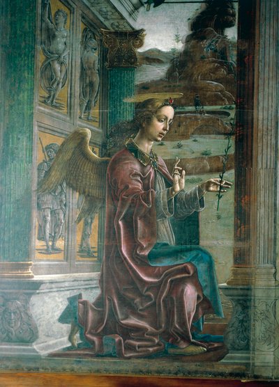 Verkündigung, Orgelklappe im Dom von Ferrara (Detail) von Cosimo Tura