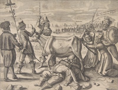 Kampf um die flämische Milchkuh, 1646 von Crispijn de Passe I