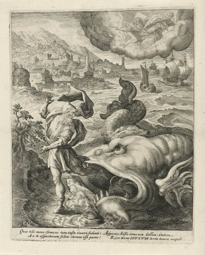 Der Fisch spuckt Jona an Land von Crispijn van de Passe (I)