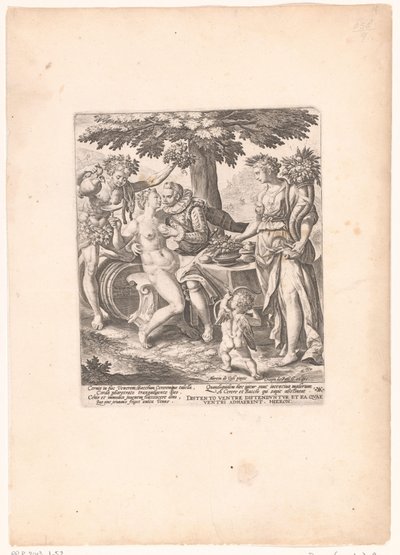 Mann in Gesellschaft von Venus, Ceres und Bacchus von Crispijn van de Passe (I)