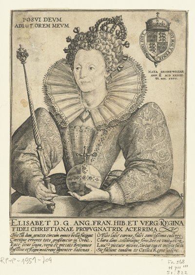 Porträt von Elizabeth I. Tudor, Halbfigur von Crispijn van de Passe (I)
