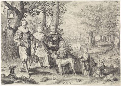 Porträt von Guy Michel Lejay und seiner Familie von Crispijn van de Passe (II)