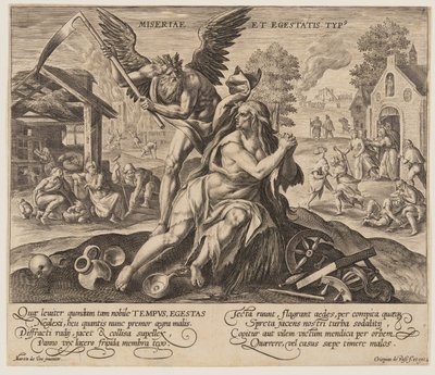 Miseriae est Egestatis Typus, aus Zeit mit Tugenden und Lastern von Crispijn van de Passe I