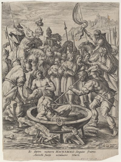 Die sieben Makkabäerbrüder, getötet von Antiochus von Crispijn van de Passe I after Maarten de Vos
